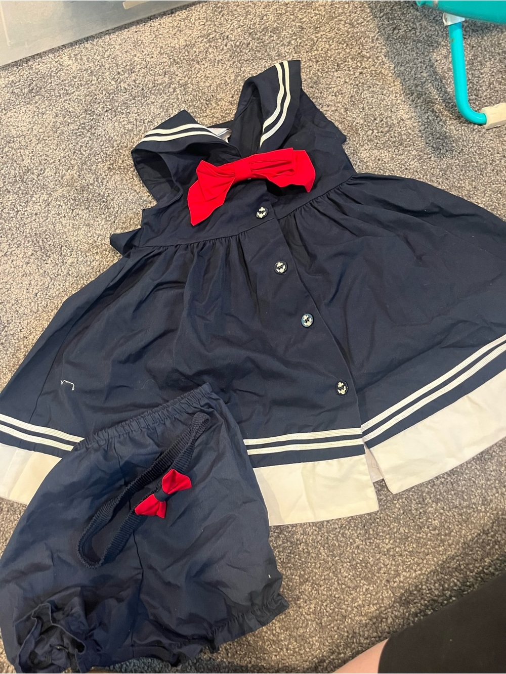 Good Lad Navy and Red Sailor Dress Matching Set